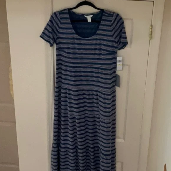 London Times Blue and Gray Maxi Dress